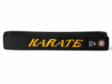 کمربند مشکی کاراته مدل کتان با گلدوزی طلایی KARATE