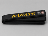 کمربند مشکی کاراته مدل کتان با گلدوزی طلایی KARATE